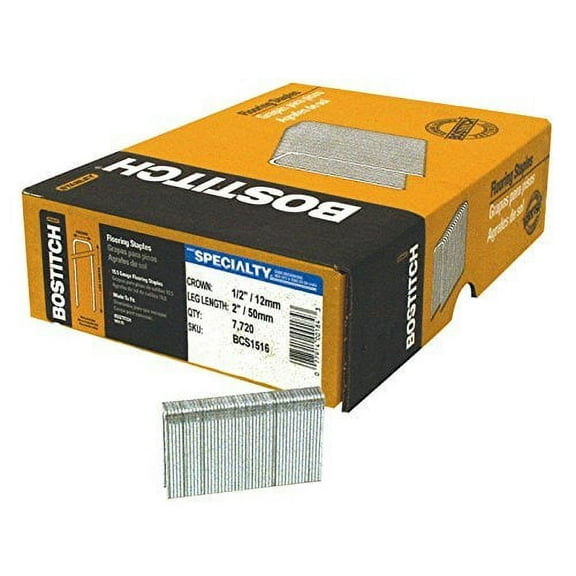 Bostitch Flooring Staples BCS1516 - 2 In 1/2 In Crown, Heavy-Duty - 2 Pack, 7700 Count