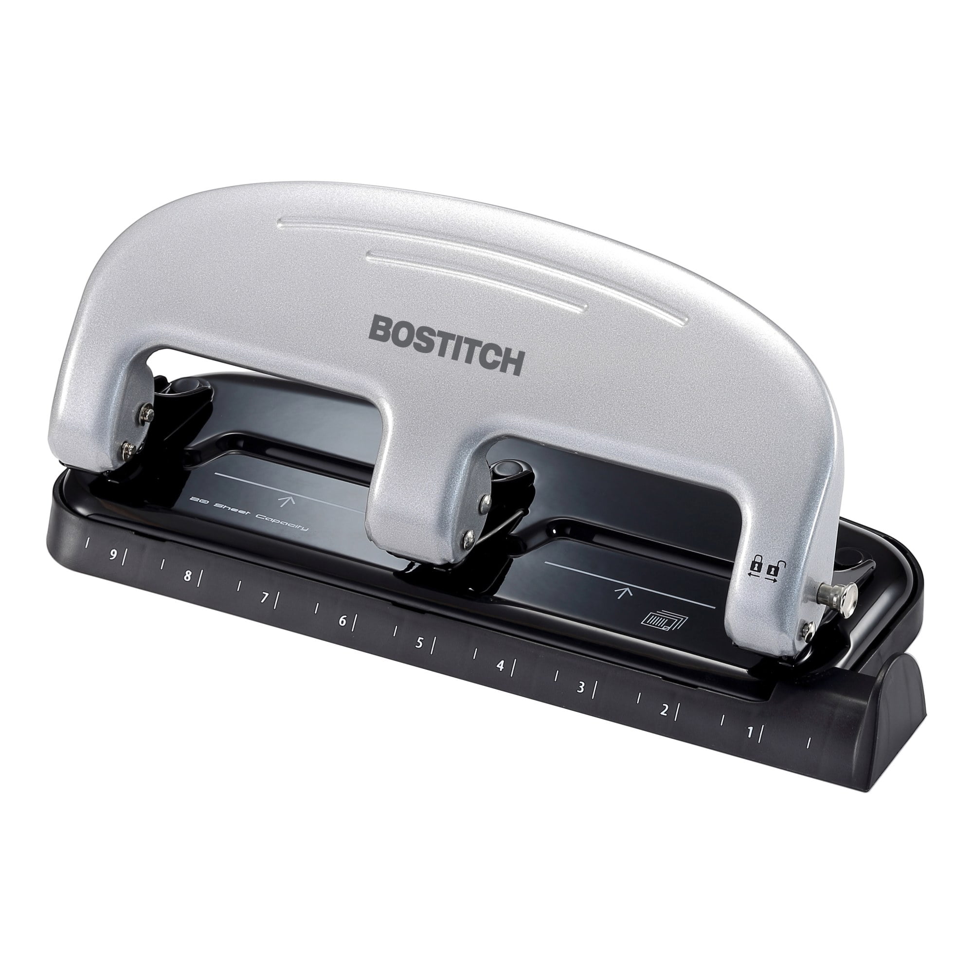Bostitch EZ Squeeze 3 Hole Punch, 20-Sheet Capacity, Reduced Effort