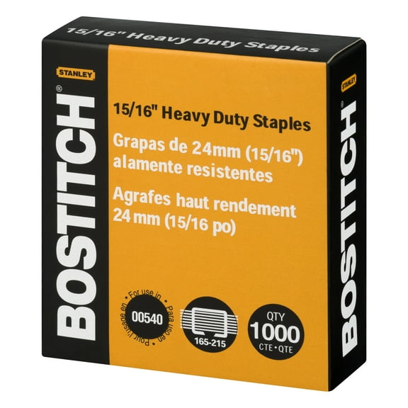 Bostitch Heavy Duty Premium Staples, 15/16" Leg, 1000 per Box