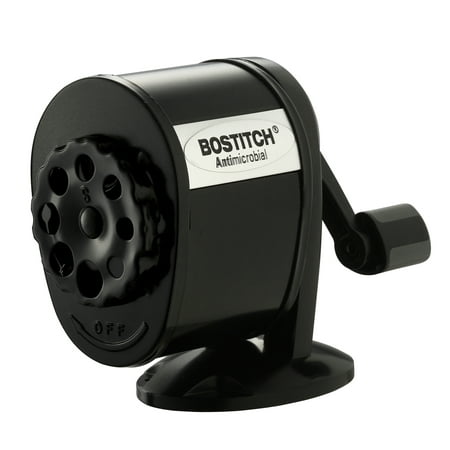 Bostitch Metal Manual Pencil Sharpener, Hand Crank, Fits 8 Pencil Sizes, Black