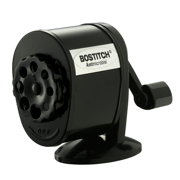 Bostitch Metal Manual Pencil Sharpener, Hand Crank, Fits 8 Pencil Sizes, Black