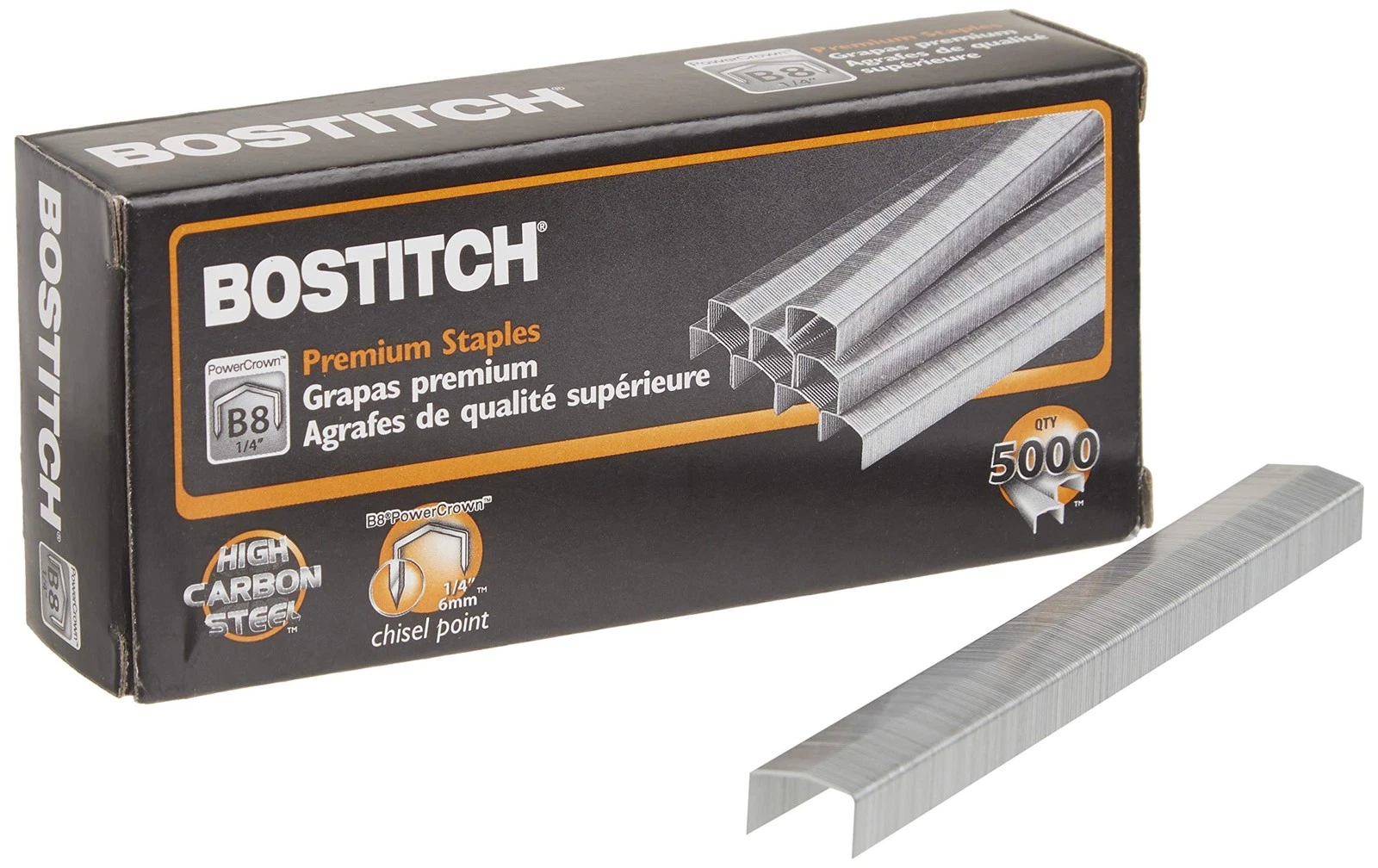 Bostitch Office B8 Powercrown Premium Staples, 0.25 Inch Leg, Full-Strip