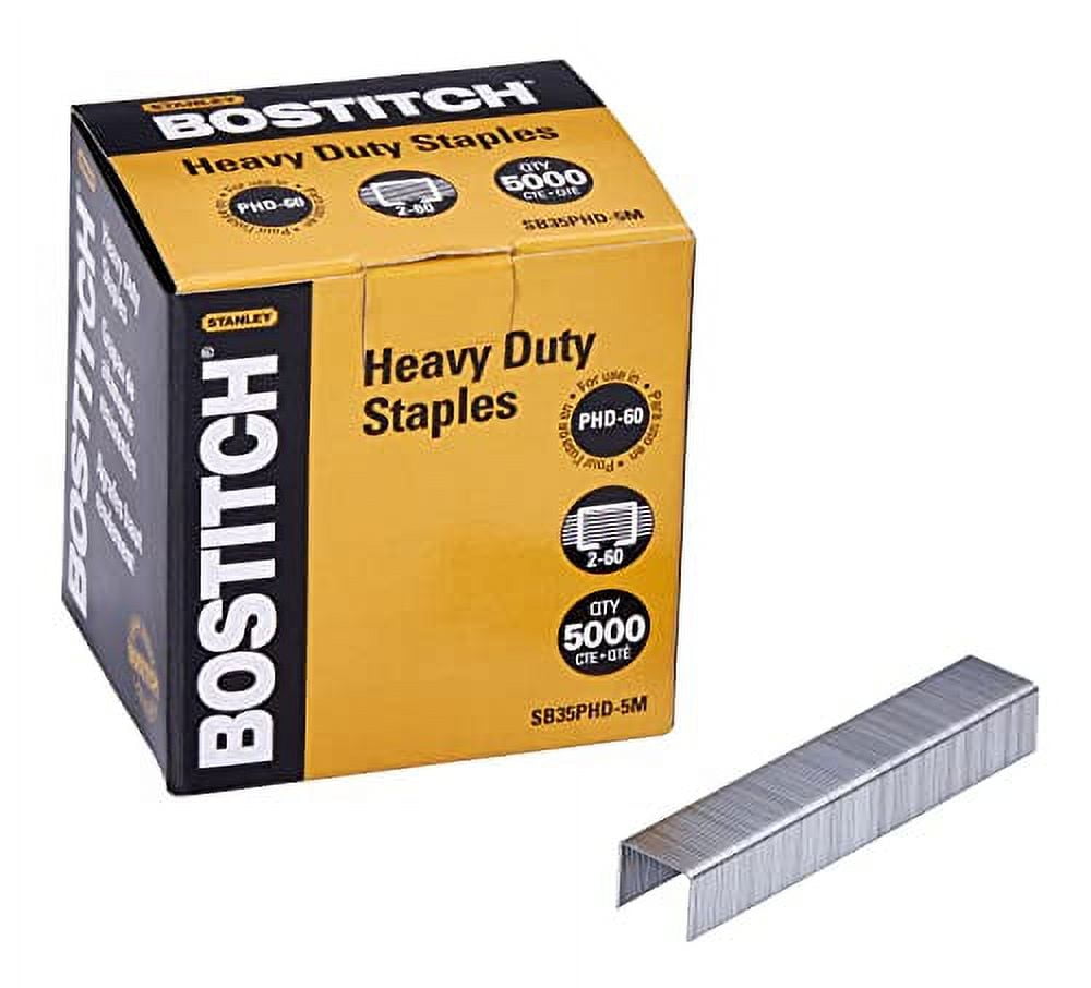 Bostitch Office Heavy Duty Premium Staples for PHD60 and PHD60R, 2-60 Sheets, 5,000 Per Box (SB35PHD-5M)