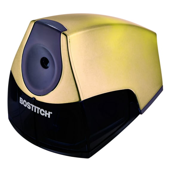 Bostitch Personal Electric Pencil Sharpener, Powerful Stall-Free Motor, High Capacity Shavings Tray, Gold Chrome