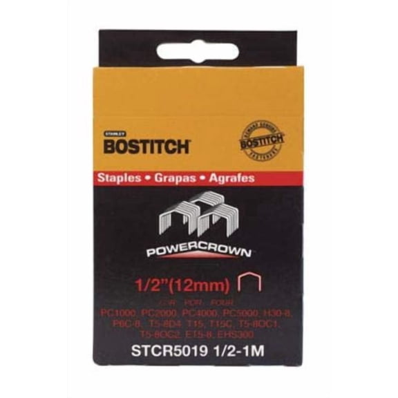 Bostitch PowerCrown 1/2 in. L x 7/16 in. W Steel Wide Crown Staples 18 Ga. 1000 pk