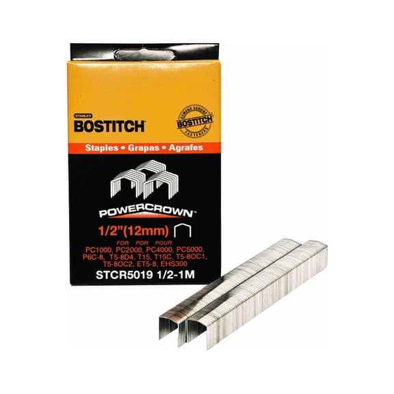 Bostitch PowerCrown 1/2 in. L x 7/16 in. W Steel Wide Crown Staples 18 Ga. 1000 pk