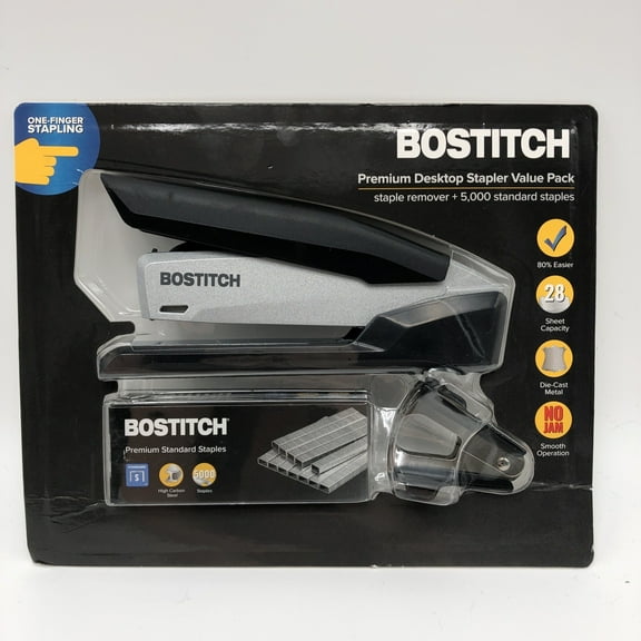 Bostitch Premium Desktop Stapler 28-Sheet Capacity 5000 Staples Black/Silver NEW