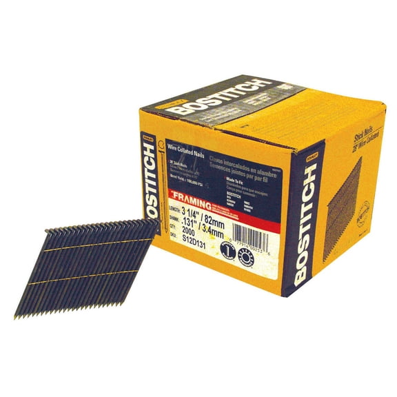 Bostitch S12D131-FH 3-1/4" 12d Plain Shank Stick Nails 2,000 Count