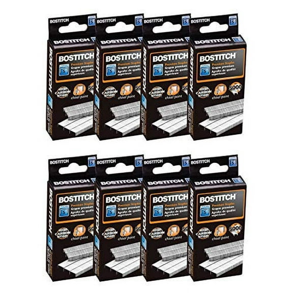 Bostitch Standard Staples, 1/4" Length, 5000 Per Box, 8-Pack
