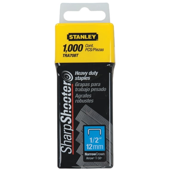 Bostitch Stanley Bostitch HD Staples, 1/2" Stanley Staples, 1000/BX, Silver