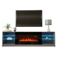 thumbnail image 1 of Boston 01 Fireplace TV Stand for TVs up to 90", Modern High Gloss 79" Entertainment Center, Electric Fireplace TV Media Console with Storage Cabinets and LED Lights, 1 of 8