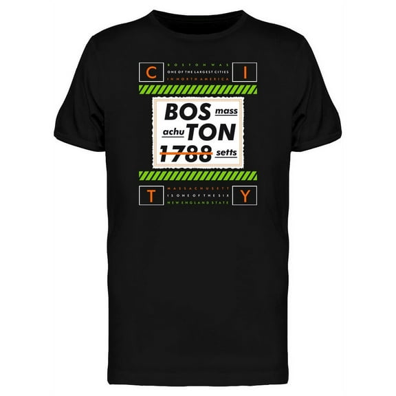 Boston 1788 Typography Art T-Shirt Men -Image by Shutterstock, Male Medium