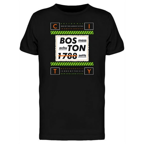 Boston 1788 Typography Art T-Shirt Men -Image by Shutterstock, Male XX-Large