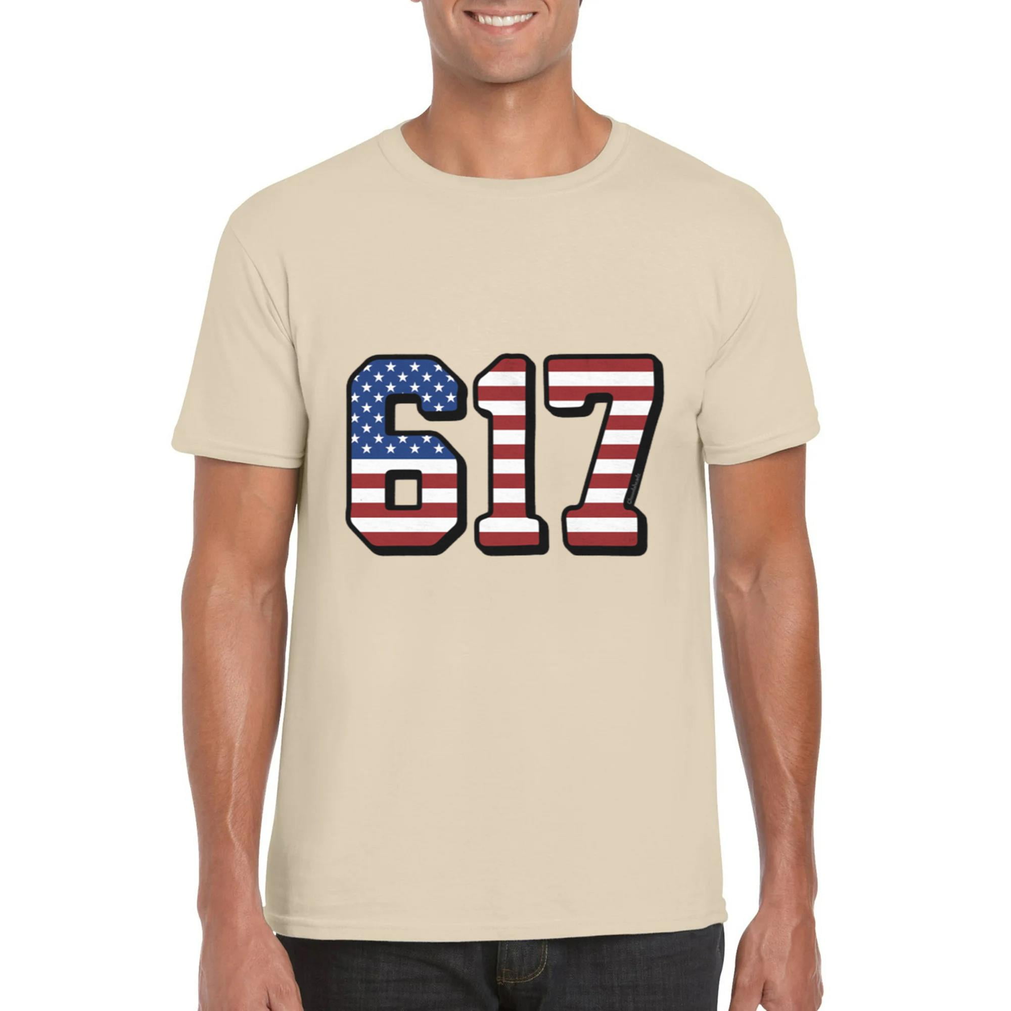 Boston 617 USA Patriotic Bold Graphic Local Number Pride Flag T-Shirt ...
