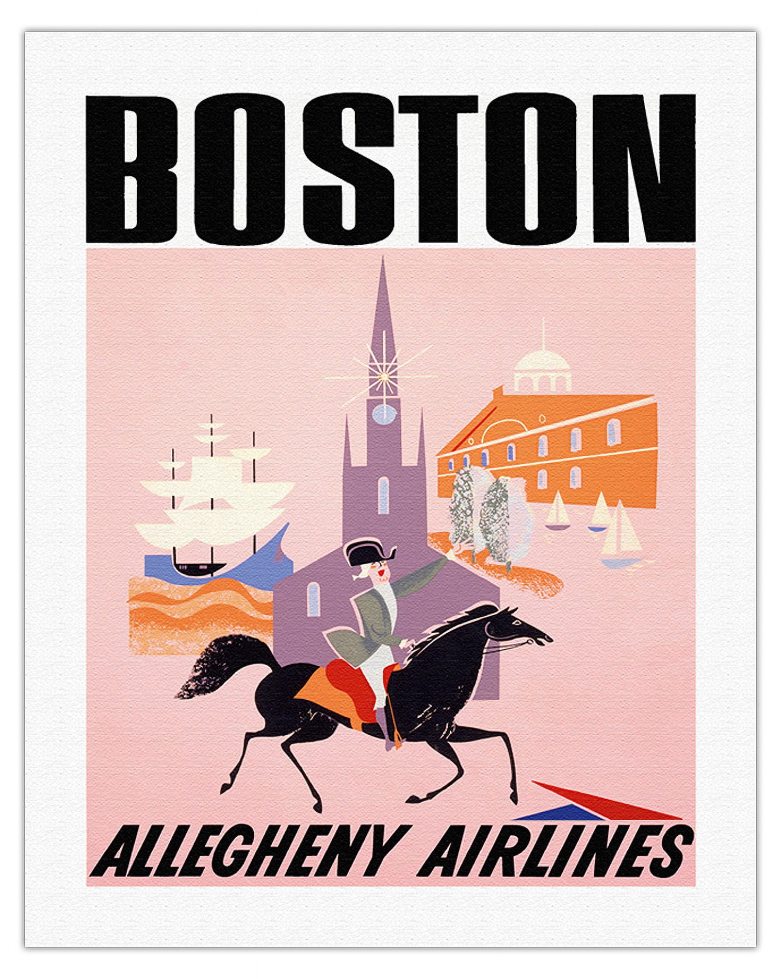 Boston - Allegheny Airlines - Mayflower Ship and Faneuil Hall - Vintage ...