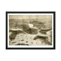 Boston Art, 1870 Vintage Map of Boston Massachusetts, MA History Wall Decor Gift, Old Boston Map - 24" x 18" Black Framed Print