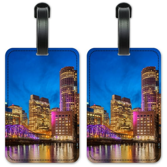 Boston At Night - Luggage ID Tags / Suitcase Identification Cards - Set of 2