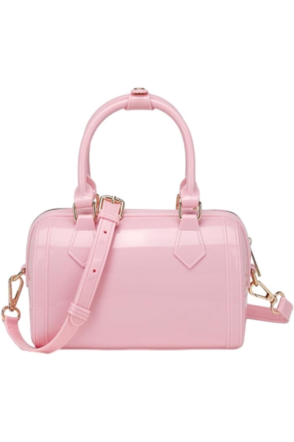 Boston Bag Crossbody Bags for Women Trendy Plastic Shoulder Purse PVC Top Handle Bags Tote Handbag Work Travel Satchels