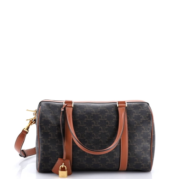 Boston Bag Triomphe Coated Canvas Large By Rebag