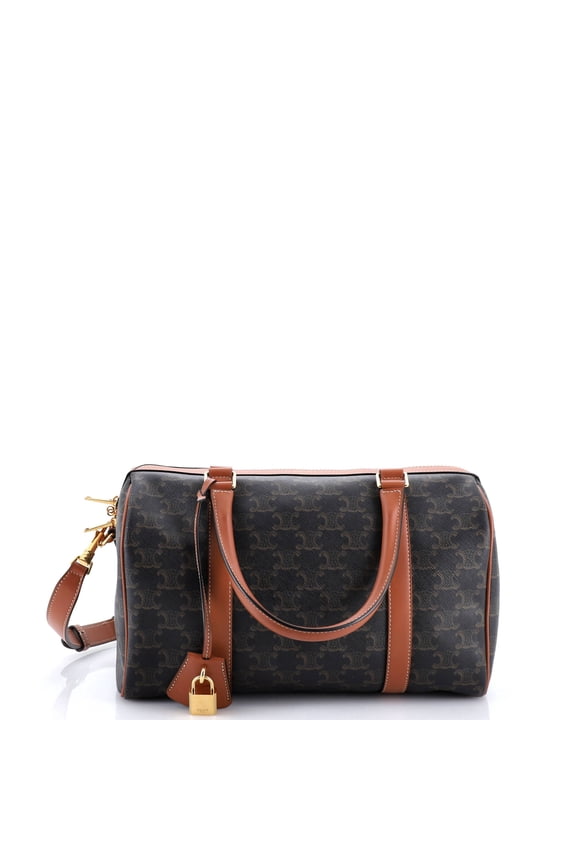 Boston Bag Triomphe Coated Canvas Large By Rebag