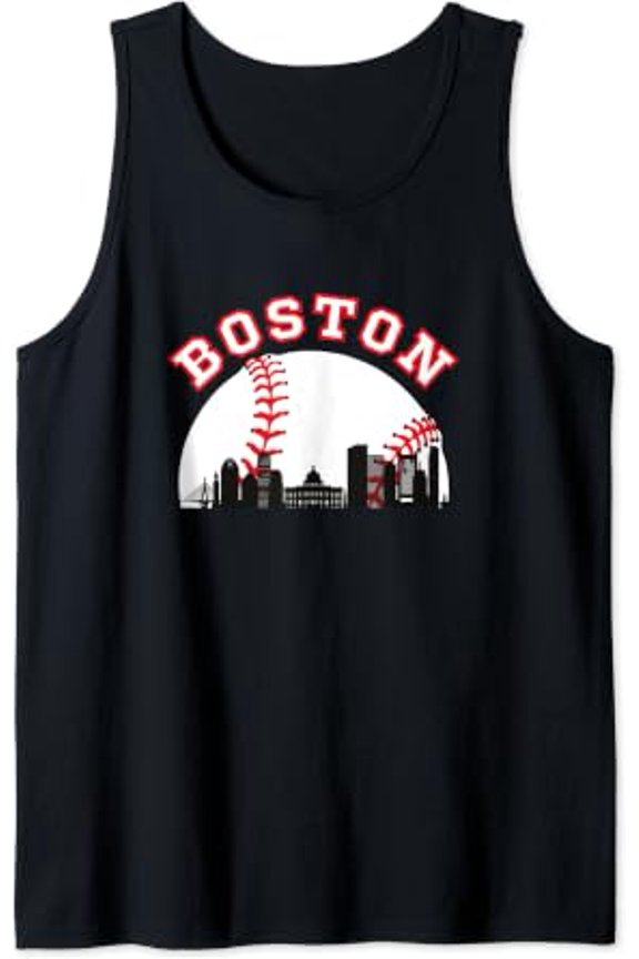 Boston Baseball Boston Ma Cityscape Bos Skyline Tank Top Size S-3XL