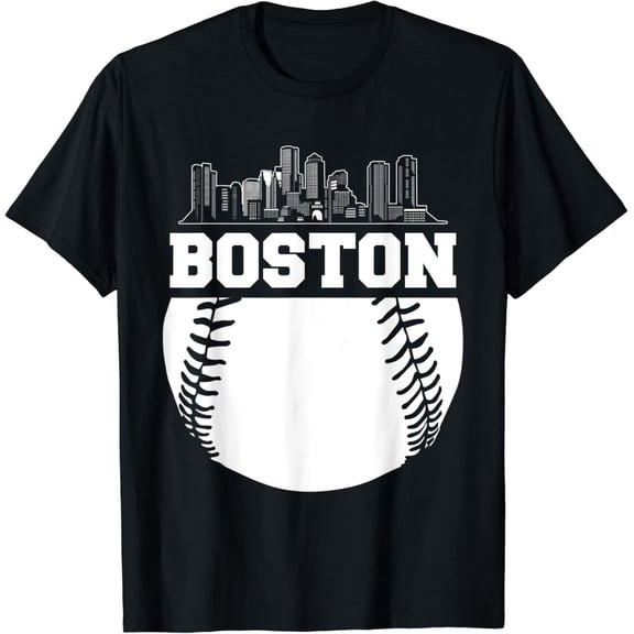 Boston Baseball Fan Cityscape Sky-Line Sports Lovers S T-Shirt All Size S-5Xl