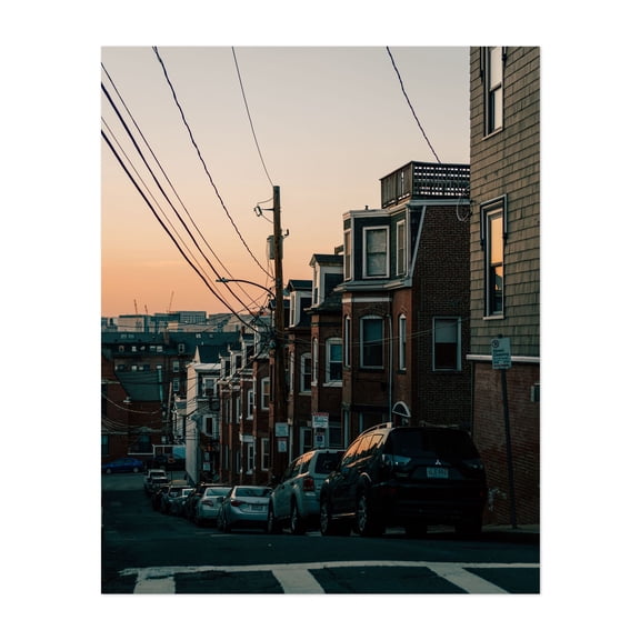 Boston Brick Apartments - Photography Street Photography City Architecture Sunset Unframed Wall Art Print 6 x 8 inches