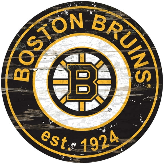 Boston Bruins 24'' x 24'' Distressed Round Sign