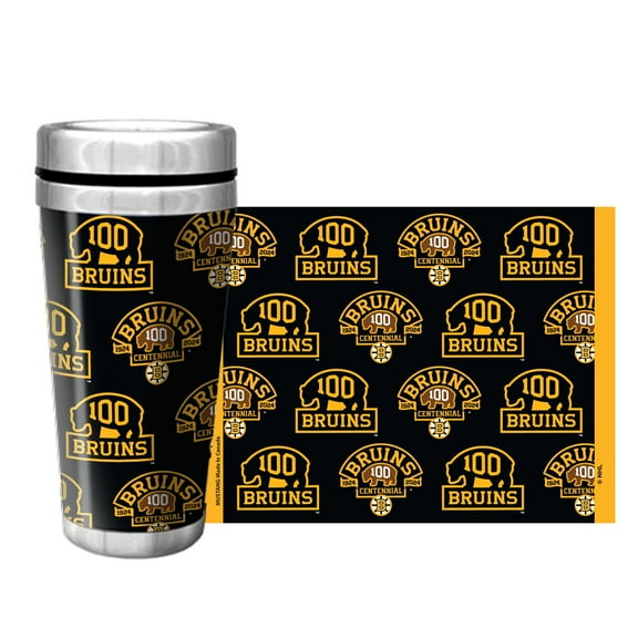 Boston Bruins Centennial Logos 16oz. Full Wrap Travel Mug