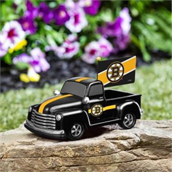 Boston Bruins 9 Inch Metal Rally Truck Statue, Outdoor Garden or Indoor Fan Decor, Sports Fan Collectible Figurine, Officially Licensed
