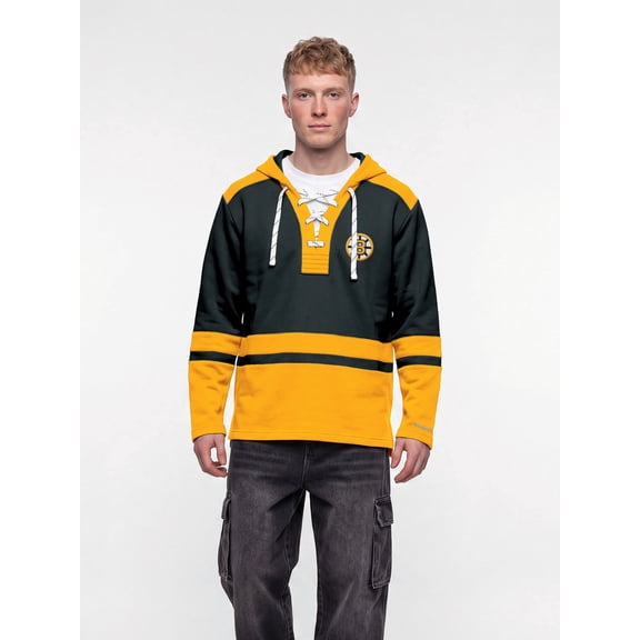 Boston Bruins Reebok Mens Heavyweight Lace-Up Hooded Sweatshirt