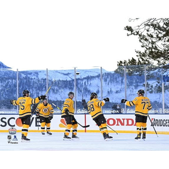 Boston Bruins Unsigned 2021 Outdoors at Lake Tahoe Goal Celebration Photograph