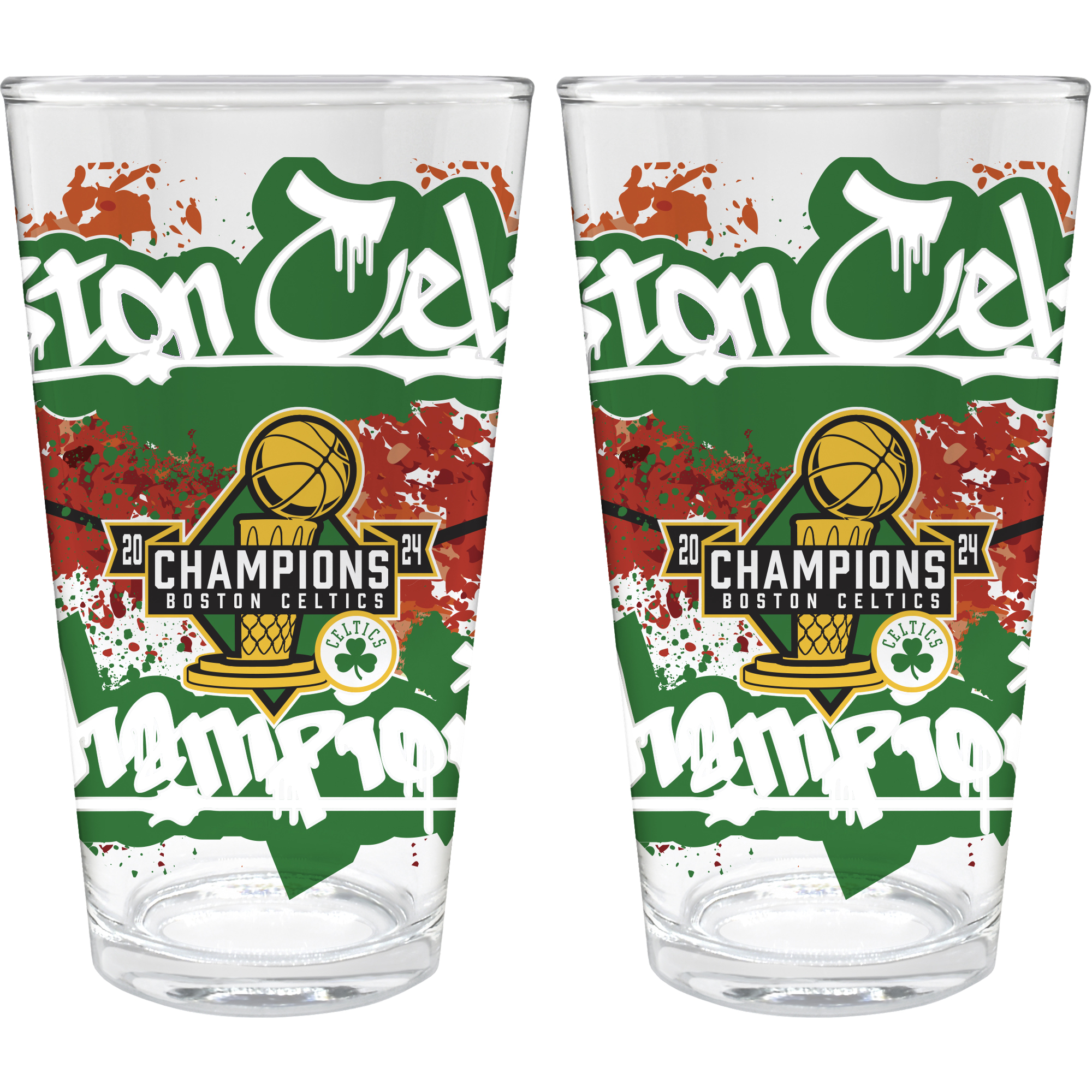 Boston Celtics 2024 NBA Finals Champions Two-Piece 16oz. Pint Glass Set ...