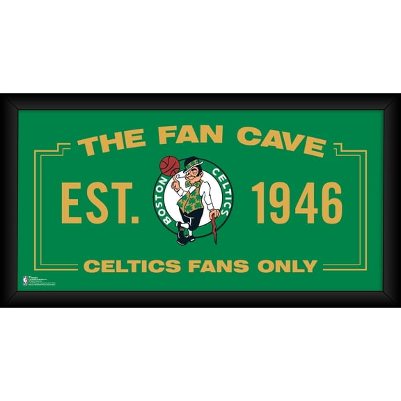 Boston Celtics Framed 10" x 20" Fan Cave Collage