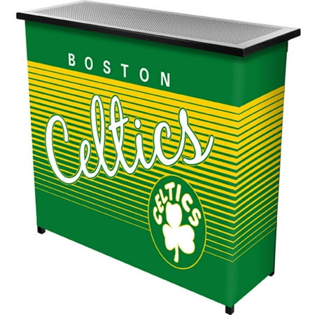 Boston Celtics NBA Hardwood Classics Portable Bar, Pop-Up Drink Station Patio, Garage or Man Cave Accessories - Green, Yellow, White