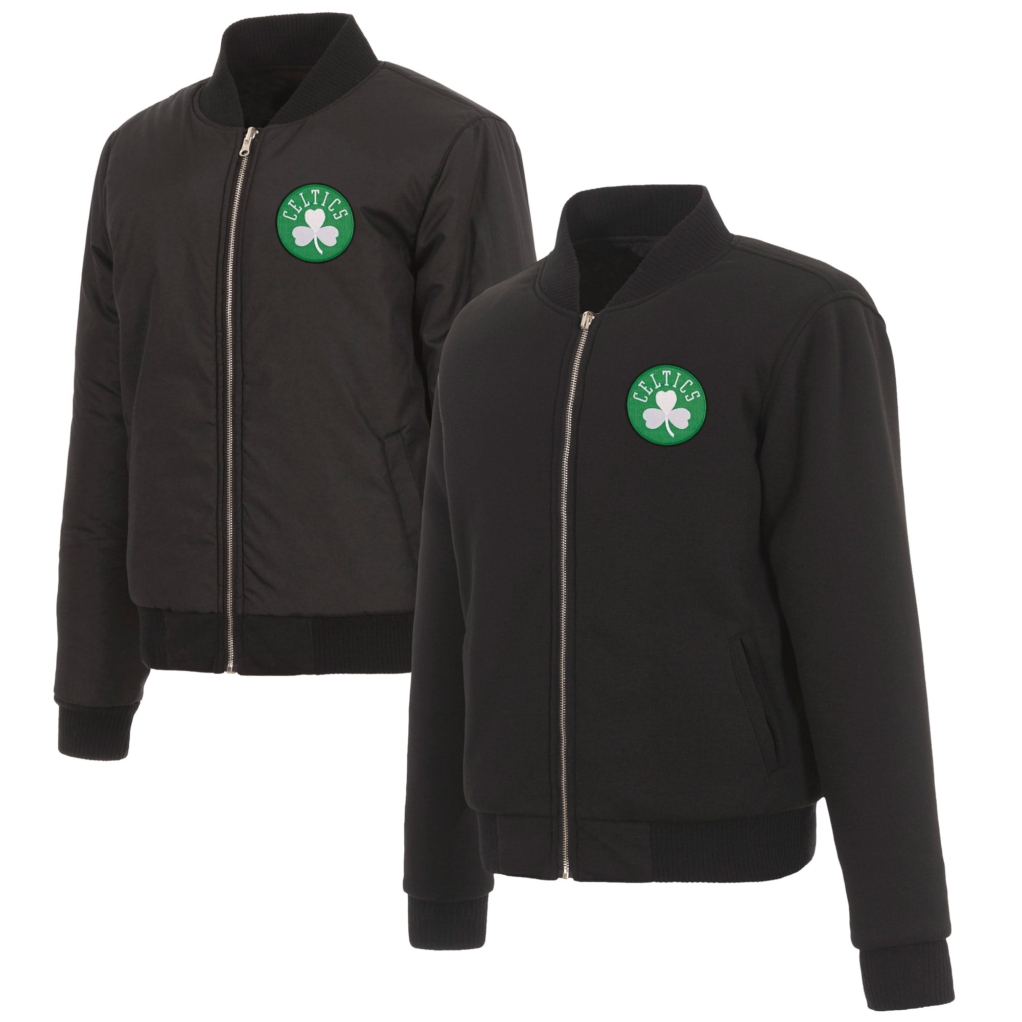 Boston Celtics JH Design Women's Reversible Jacket with Fleece and Nylon  Sides - Black 