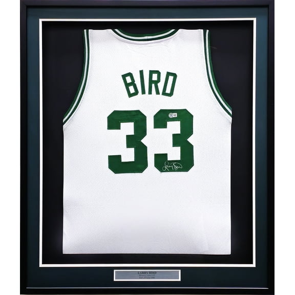 Boston Celtics Larry Bird Autographed Framed White Jersey Beckett BAS 230199