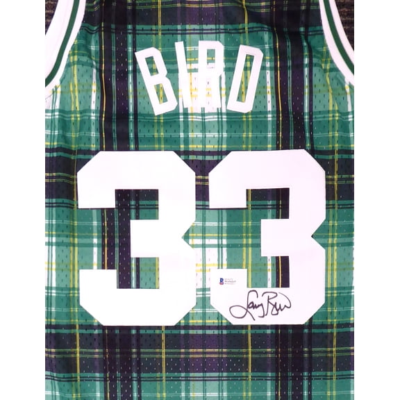 Boston Celtics Larry Bird Autographed Green Mitchell & Ness Private School Swingman Jersey Size L Beckett BAS 177706
