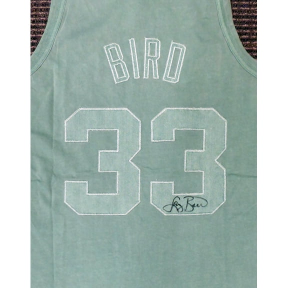 Boston Celtics Larry Bird Autographed Green Mitchell & Ness Washed Out Swingman Jersey Size L Beckett BAS 177710