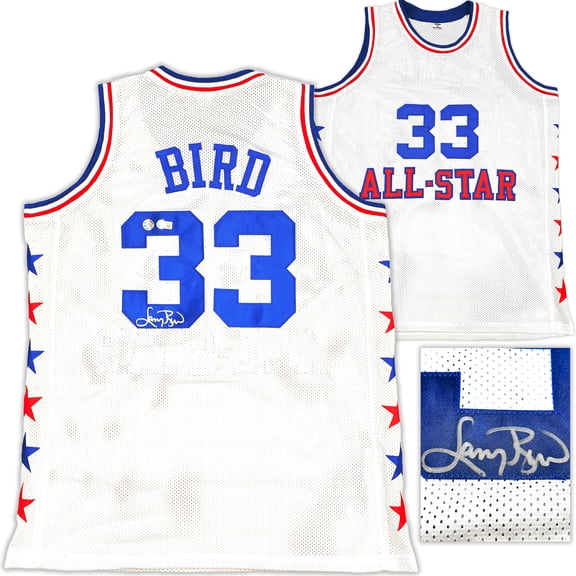 Boston Celtics Larry Bird Autographed White All Star Jersey Beckett BAS Witness 233366