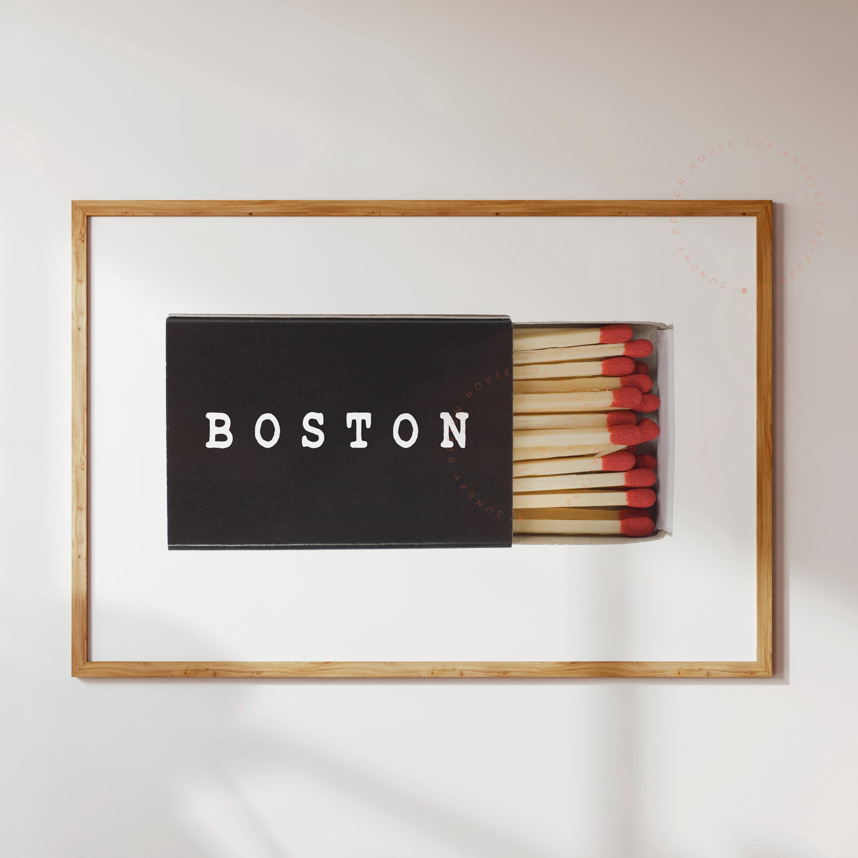 Boston City Matchbox Print Boston Poster Modern Wall Decor City Black ...