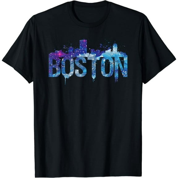 Boston City Skyline Vacation Trip Souvenir Vintage Graphic T-Shirt