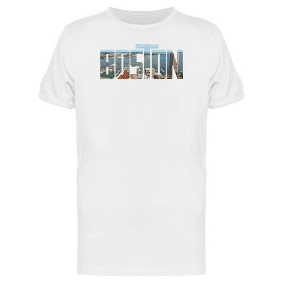 Boston City Word With Photo T-Shirt Men -Image by Shutterstock, Male 4X-Large