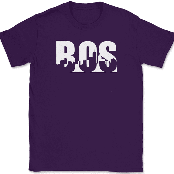 Boston Cityscape T-Shirt Massachusetts MA City State Home Local Text Gift Tee - Purple, 2XL