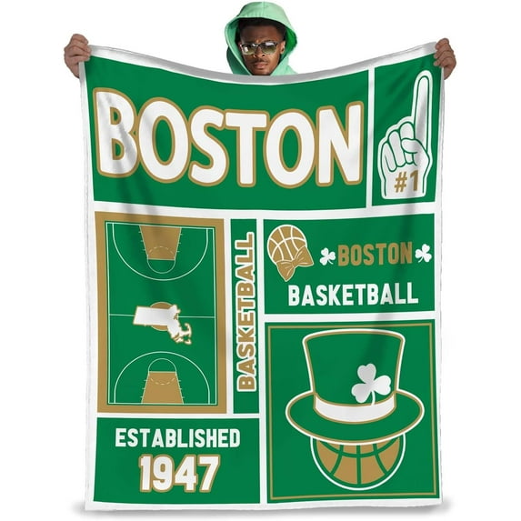 Boston Classic Sport Basketball Blanket Gifts for Boys Girls Women Men Basketball Lovers,Soft Flannel Blankets Blankets Plush Bed Blanket Living Room Sofa Warm Throw Blanket 50x60 Inches