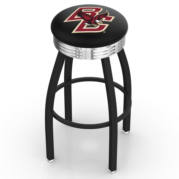 Boston College Eagles 25" Black Wrinkle Swivel Bar Stool with Chrome Ribbing