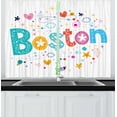 thumbnail image 1 of Boston Curtains 2 Panels Set, Doodle Hand Drawn Icons of Stars Hearts Droplets Diamonds Puffy Clouds and Flowers, Window Drapes for Living Room Bedroom, 55W X 39L Inches, Multicolor, by Ambesonne, 1 of 2