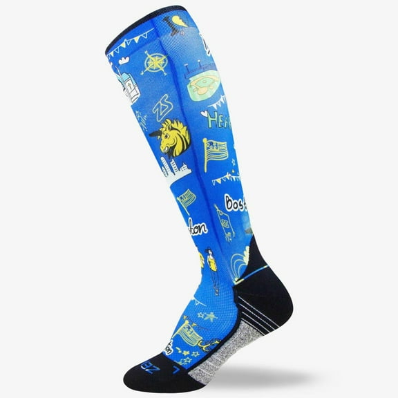 Boston Doodle 2.0 Compression Socks (Knee-High) L / Blue
