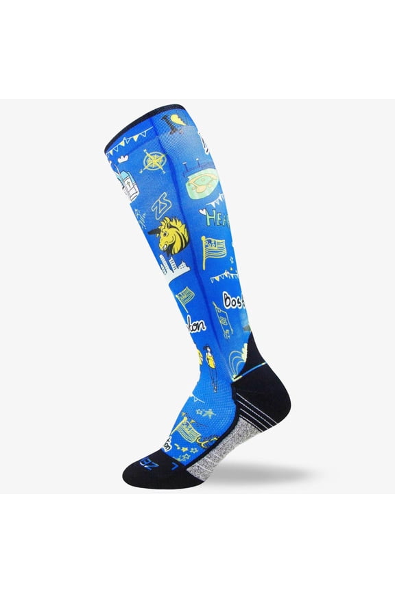 Boston Doodle 2.0 Compression Socks (Knee-High) XL / Blue