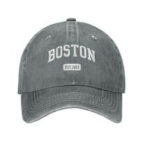 Boston EST.1997 Baseball Cap Vintage Soft Washed Denim,Golf Dad Hat Adjustable Trucker Hats for Men Women Unisex Adult,Gray